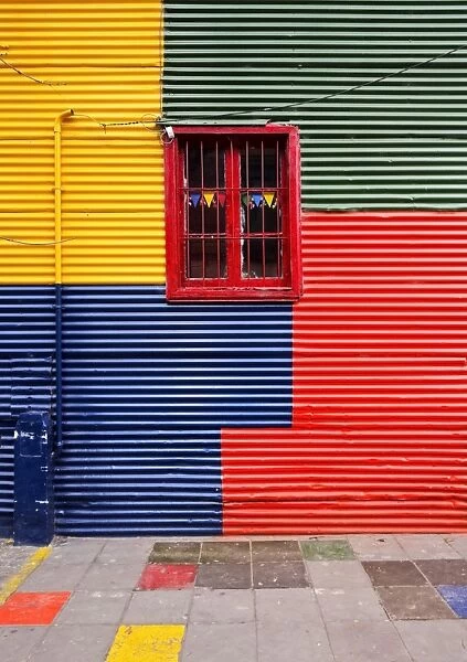 Argentina, Buenos Aires, Typical Colourful Wall of a house in La Boca Neighbourhood
