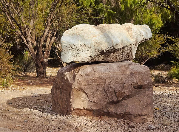 Argentina, Jujuy Province, Tilcara, View of Bell Stone in the Pucara de Tilcara, pre-Inca