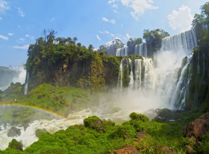 Framed Print : Argentina, Misiones, Puerto Iguazu, View of the Iguazu Falls with the rainbow