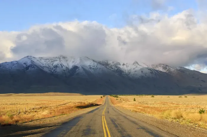 Framed Print : Argentina, Patagonia, Chubut Province, Route 40 with snow capped peaks Framed Print : Argentina, Patagonia, Chubut Province, Route 40 with snow capped peaks