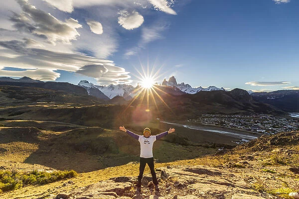 Argentina, Patagonia, Santa Cruz Province, Los Glaciares National Park, a man satisfied