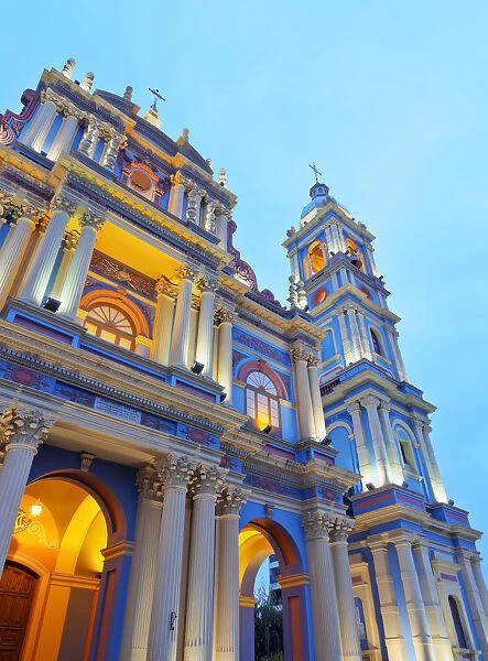 Argentina, Salta, Twilight view of the La Vina Church