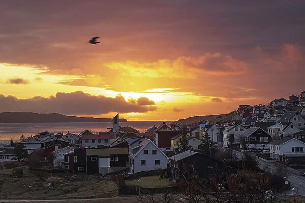 Argir at sunrise. Island of Streymoy. Faroe Islands