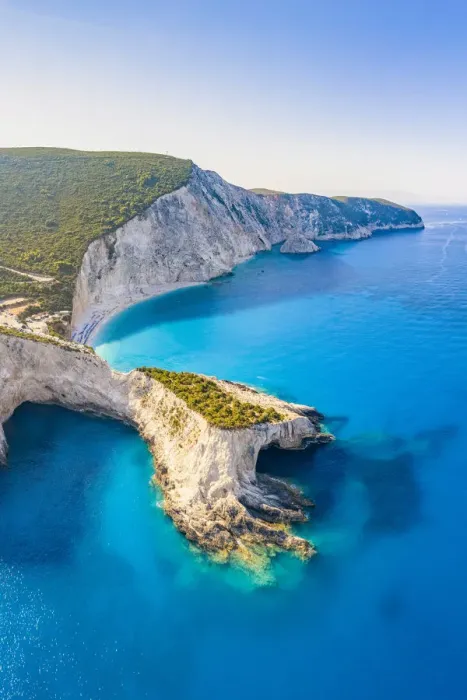 Framed Print : Arial view of the bay of Porto Katsiki, Lefkada, Ionian Islands region, Greece