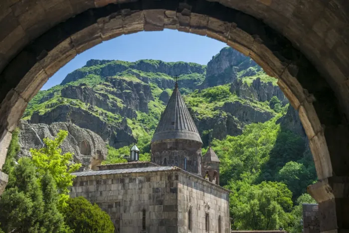 Framed Print : Armenia, Geghard, Geghard Monastery, Surp Astvatsatsin Church, 13th century Framed Print : Armenia, Geghard, Geghard Monastery, Surp Astvatsatsin Church, 13th century