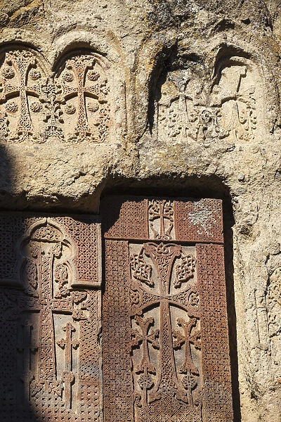 Armenia, Kotayk province, near Yerevan, Geghard, Khachkars at Geghard Monastery