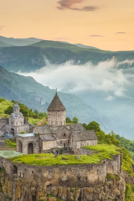 Framed Print : Armenia, Tatev, Tatev Monastery, 9th century, high angle view Framed Print : Armenia, Tatev, Tatev Monastery, 9th century, high angle view