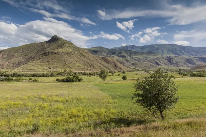 Framed Print : Armenia, Yeghegnadzor, landscape with fields and mountains Framed Print : Armenia, Yeghegnadzor, landscape with fields and mountains