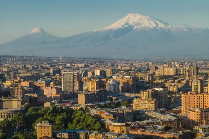Framed Print : Armenia, Yerevan, The Cascade, high angle view of the city and Mt. Ararat Framed Print : Armenia, Yerevan, The Cascade, high angle view of the city and Mt. Ararat