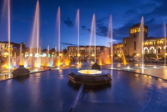 Framed Print : Armenia, Yerevan, Republic Square, dancing fountains