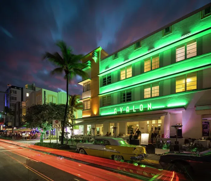 Framed Print : Art deco architecture of Ocean Drive at night, South Beach, Miami, Dade County, Florida, USA Framed Print : Art deco architecture of Ocean Drive at night, South Beach, Miami, Dade County, Florida, USA