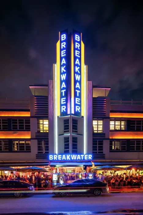 Framed Print : Art deco architecture of Ocean Drive at night, South Beach, Miami, Dade County, Florida, USA Framed Print : Art deco architecture of Ocean Drive at night, South Beach, Miami, Dade County, Florida, USA