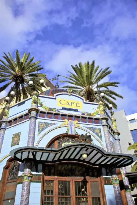 Framed Print : Art Deco Cafe in San Telmo Park, Triana District, Las Palmas de Gran Canaria, Gran Framed Print : Art Deco Cafe in San Telmo Park, Triana District, Las Palmas de Gran Canaria, Gran