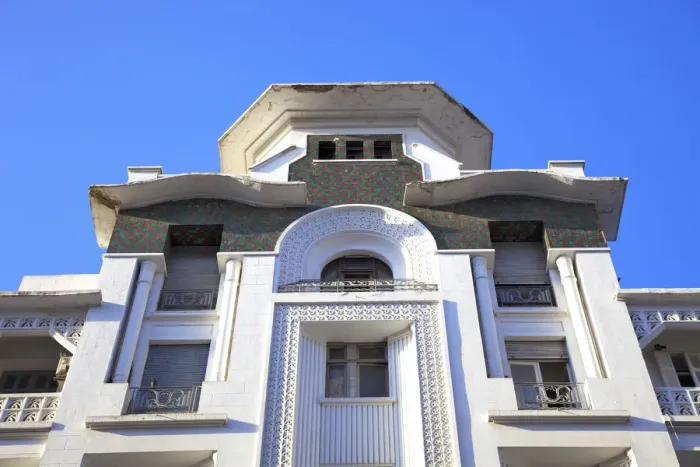 Framed Print : Art Deco Glaoui Residential Block, Casablanca, Morocco, North Africa Framed Print : Art Deco Glaoui Residential Block, Casablanca, Morocco, North Africa