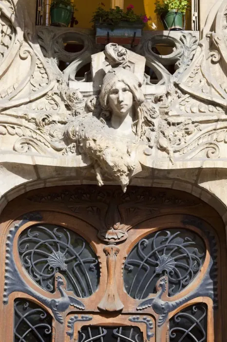Framed Print : Art Nouveau apartment building, Rue Cler, Paris, France