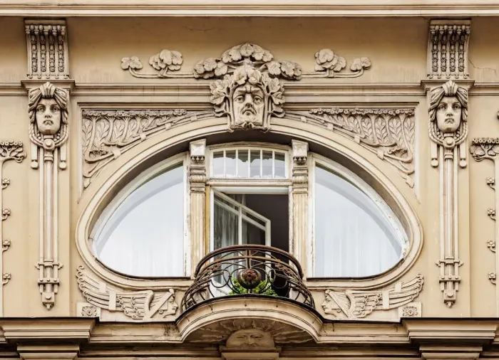 Framed Print : Art Nouveau Architecture, 10 Elizabetes Street, Riga, Latvia