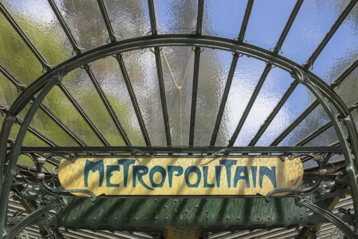Framed Print : Art Nouveau metro station, Paris, France