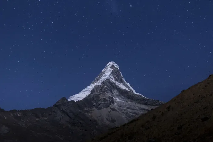 Framed Print : Artesonraju nightscape from ALpamayo base camp. Ancash, Andes, Peru