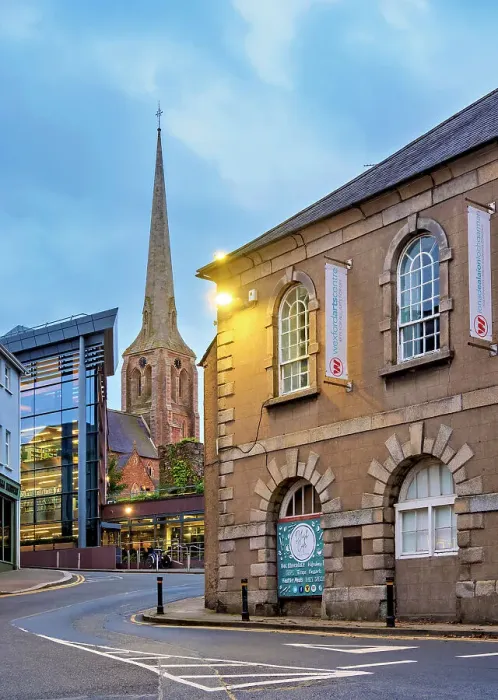 Framed Print : Arts Centre and Church of the Immaculate Conception at dusk, Wexford, County Wexford, Ireland