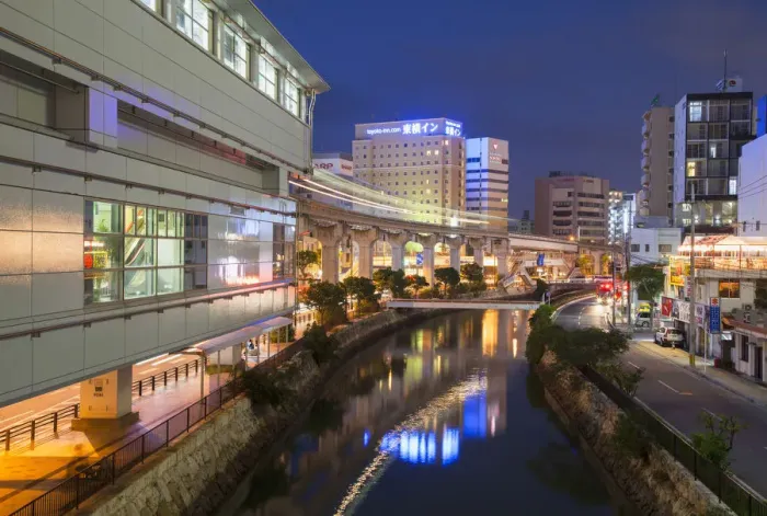Framed Print : Asahibashi monorail station and downtown Naha at dusk, Okinawa, Japan Framed Print : Asahibashi monorail station and downtown Naha at dusk, Okinawa, Japan
