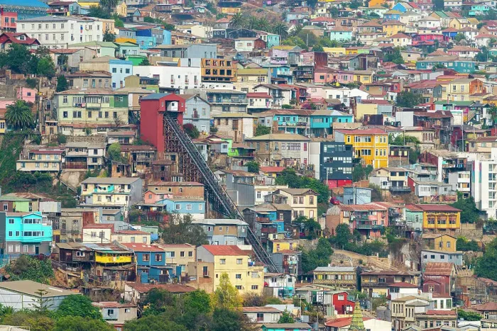 Framed Print : Ascensor Monjas amongst colorful houses, Cerro Monjas, Valparaiso, Valparaiso Province, Valparaiso Region, Chile Framed Print : Ascensor Monjas amongst colorful houses, Cerro Monjas, Valparaiso, Valparaiso Province, Valparaiso Region, Chile