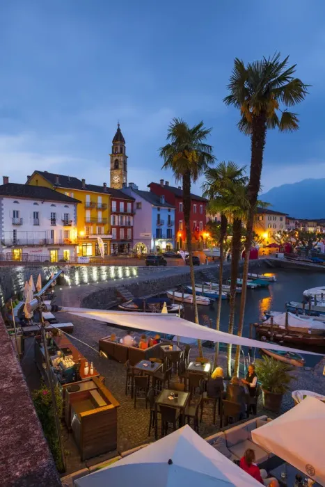 Framed Print : Asconas picturesque Lakeside Promenade and Boat Harbour illuminated at Dusk, Ascona Framed Print : Asconas picturesque Lakeside Promenade and Boat Harbour illuminated at Dusk, Ascona