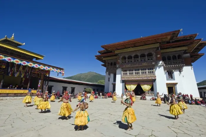 Framed Print : Asia, bhutan, Phobjikha valley, Tsechu festival at Gangtey Gompa Monastery