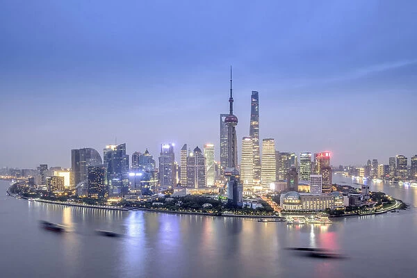 Asia, China, Shanghai municipality, Shanghai city, night time shot