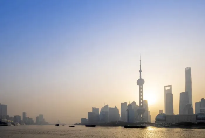 Framed Print : Asia, China, Shanghai municipality, Shanghai city, sunrise shot showing the skyline of Framed Print : Asia, China, Shanghai municipality, Shanghai city, sunrise shot showing the skyline of