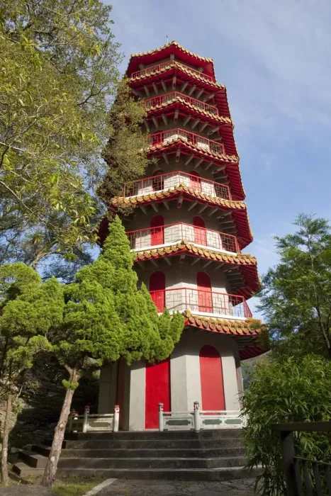 Framed Print : Asia, East Asia, Taiwan, Taichung county, Taroko Gorge National Park, a pagoda in Framed Print : Asia, East Asia, Taiwan, Taichung county, Taroko Gorge National Park, a pagoda in