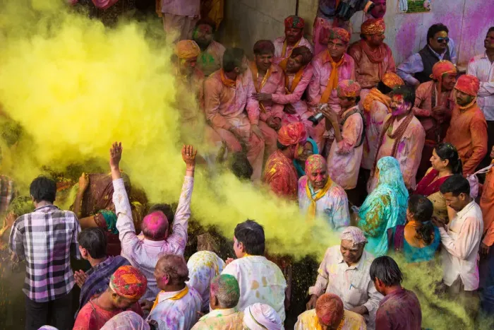 Framed Print : Asia, India, Uttar pradesh, Mathura district. Lathmar holi