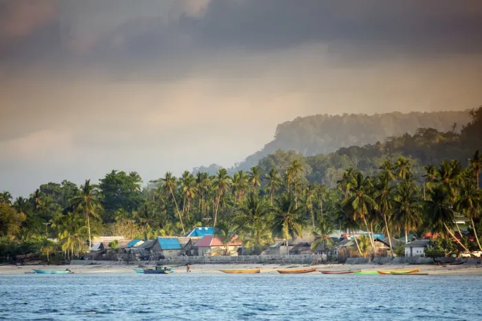 Framed Print : Asia, Indonesia, Spice Islands, Maluku, Seram, Amar village and beach on Manawoka island Framed Print : Asia, Indonesia, Spice Islands, Maluku, Seram, Amar village and beach on Manawoka island