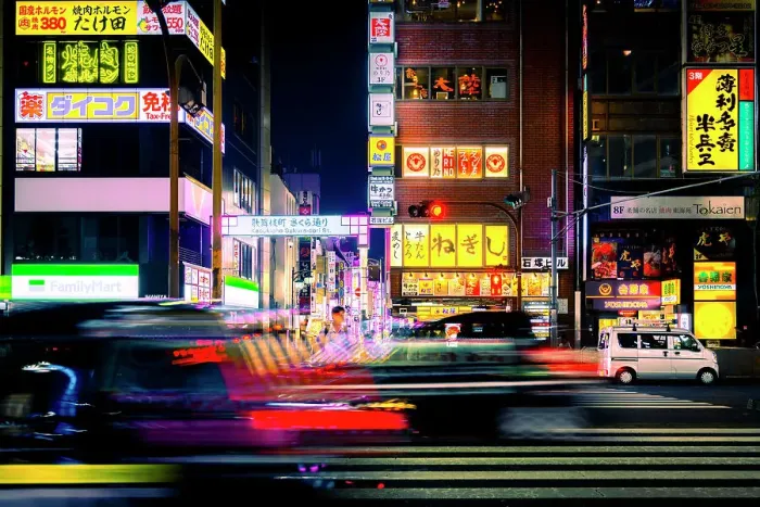 Framed Print : Asia, Japan, Tokyo, Shinjuku, Kabukicho neon signs and crowd