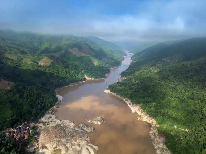 Framed Print : Asia, Laos, Mekong Valley, aerial views of the Upper Mekong Framed Print : Asia, Laos, Mekong Valley, aerial views of the Upper Mekong
