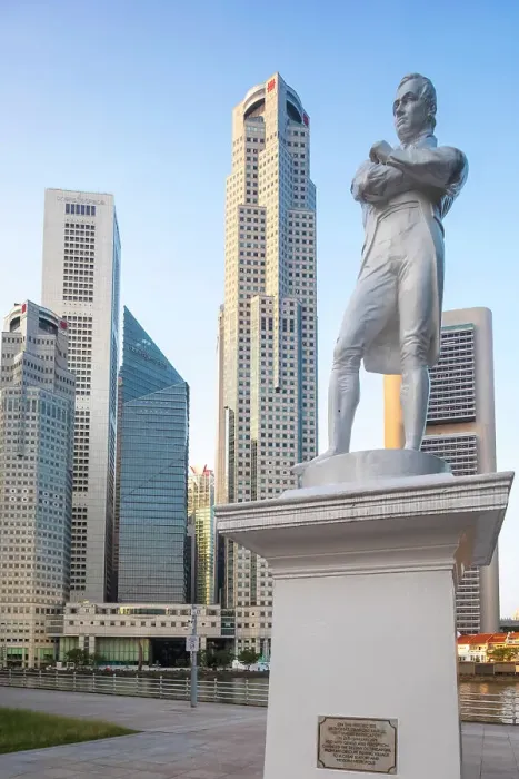 Framed Print : Asia, Singapore, Stamford Raffles Statue and City Business Area Skyline Framed Print : Asia, Singapore, Stamford Raffles Statue and City Business Area Skyline