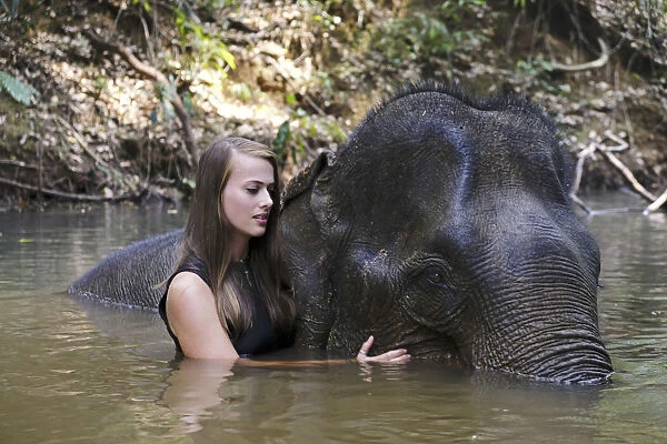 Asia, South East Asia, Cambodia, Mondulkiri, Elephant Sanctuary, woman volunteer
