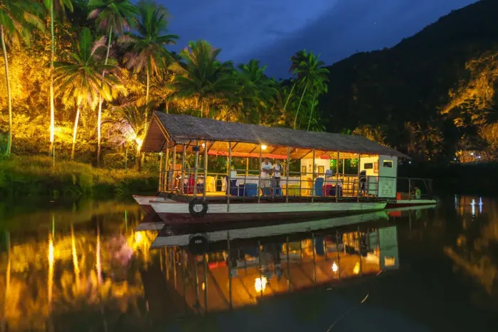 Framed Print : Asia, South East Asia, Philippines, Visayas, Bohol, Loboc river cruise boat at night Framed Print : Asia, South East Asia, Philippines, Visayas, Bohol, Loboc river cruise boat at night