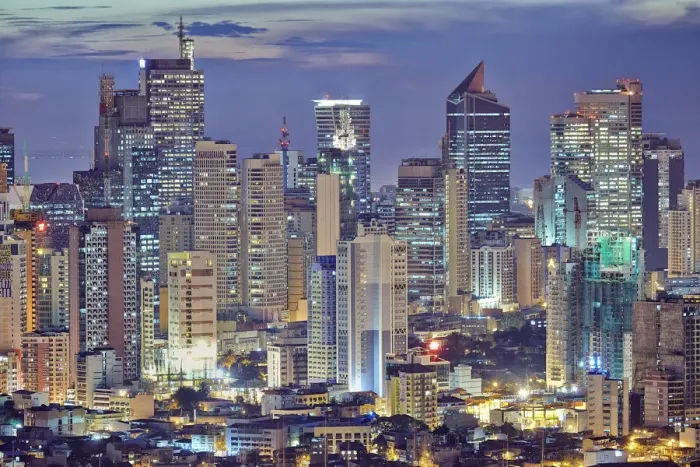 Framed Print : Asia, South East Asia, Philippines, Manila, Intramuros, view of Makati and the business Framed Print : Asia, South East Asia, Philippines, Manila, Intramuros, view of Makati and the business