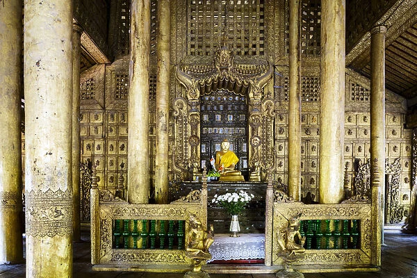 Asia, Southeast Asia, Myanmar, Mandalay, Golden Palace Monastery (Shwenandaw Kyaung)