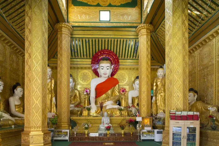 Framed Print : Asia, Southeast Asia, Myanmar, Mawlamyine, buddha in the Kyaik Tan Lan pagoda