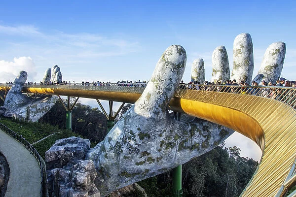 Asia, Southeast Asia, Vietnam, Danang, The Golden Bridge at the Ba Na resort, an