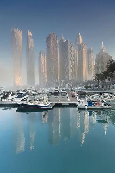 Asia, United Arab Emirates, Dubai, the marina area at dawn