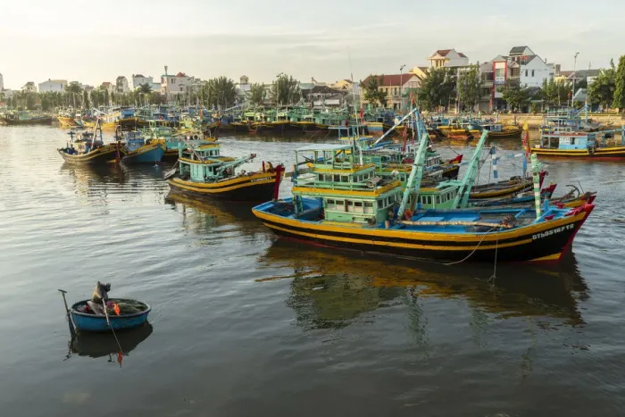 Framed Print : Asia, Vietnam, Binh Thuan Province, Phan Thiet, fishing bot Framed Print : Asia, Vietnam, Binh Thuan Province, Phan Thiet, fishing bot