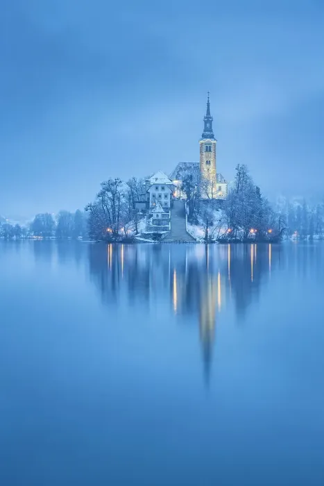 Framed Print : Assumption of Mary's Pilgrimage Church and Bled Island in snow, Lake Bled, Slovenia Framed Print : Assumption of Mary's Pilgrimage Church and Bled Island in snow, Lake Bled, Slovenia
