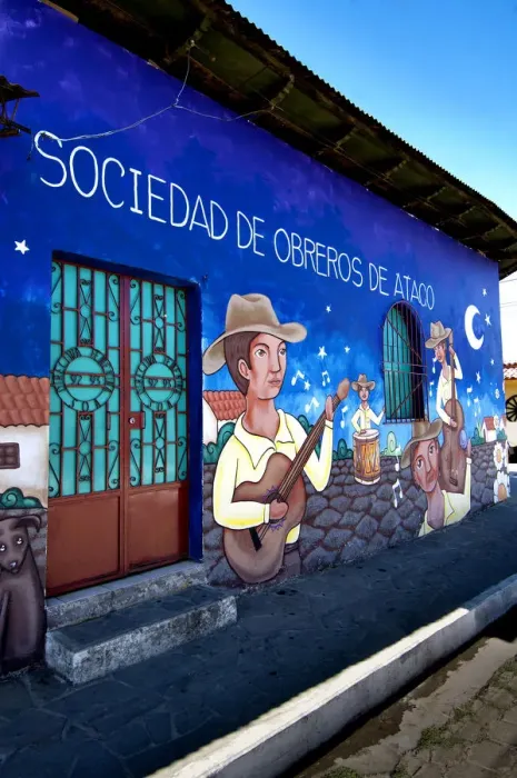 Framed Print : Ataco, El Salvador, Wall Mural, Society Of Labor Of Ataco Facade, Famous