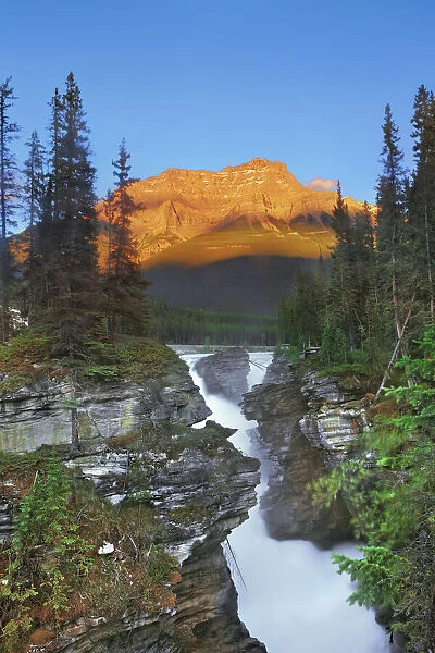 Athabasca Falls and Mount Kerkeslin - Canada, Alberta, Jasper National Park