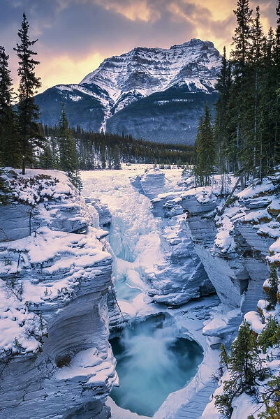 Athabasca Falls in Winter, Jasper National Park, Aberta, Canada