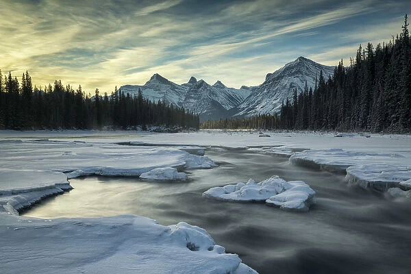 Athabasca River in Winter, Alberta, Canada