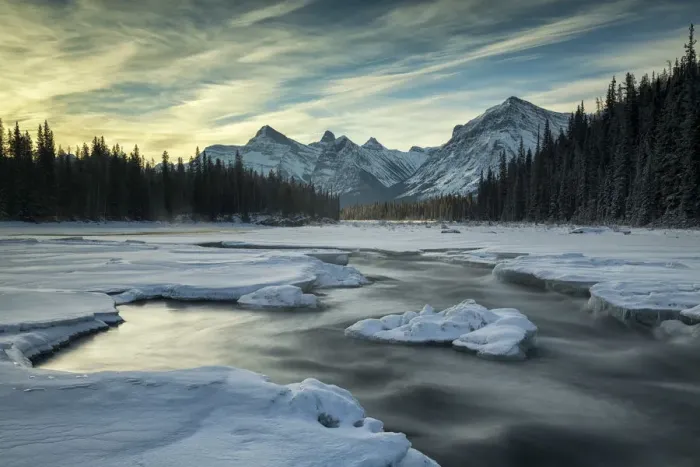 Framed Print : Athabasca River in Winter, Alberta, Canada