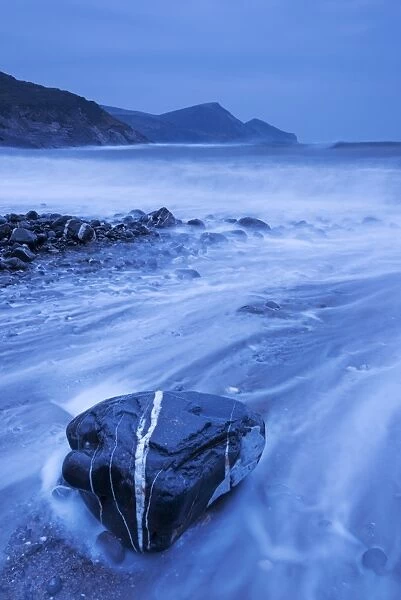 Atlantic waves crash against the shores of Crackington Haven on a stormy winter day
